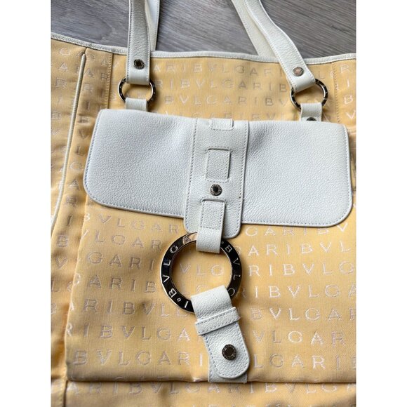 Bvlgari Logo Mania Pale Yellow Shoulder Bag / Tote - Picture 5 of 16
